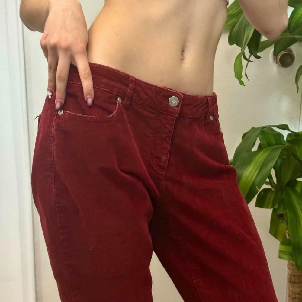 Vintage Denver Hayes Retro Burgundy Corduroy Mid Rise Slim Jeans, size 10 - Picture 2 of 6